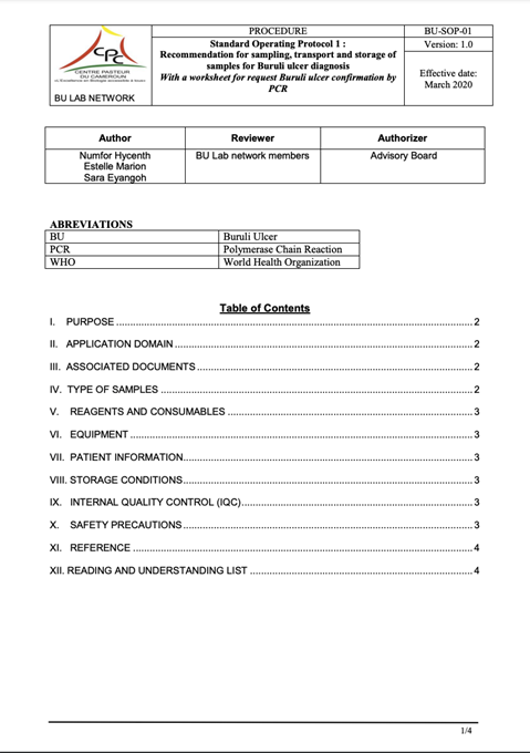 Standard Operating Protocol 1